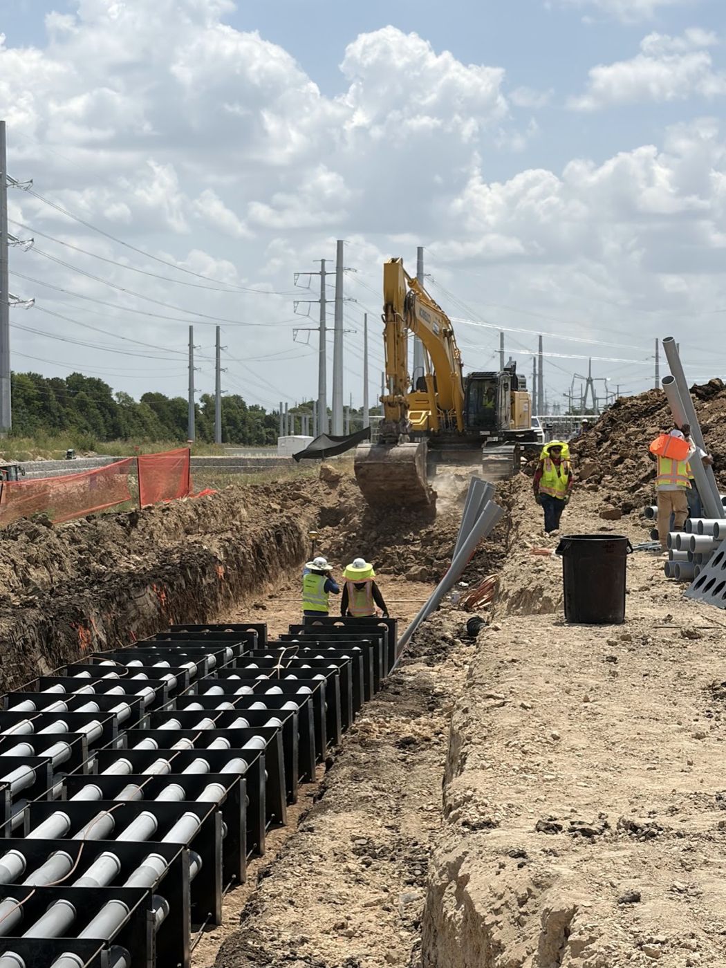 Duct bank install under transmission lines